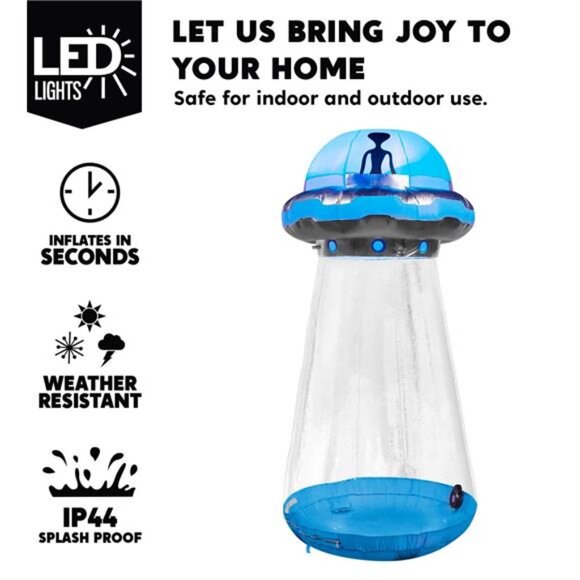 Joyfy 9 ft Halloween Inflatable UFO Alien Decoration with Built-in LEDs,UFO - Picture 6 of 7